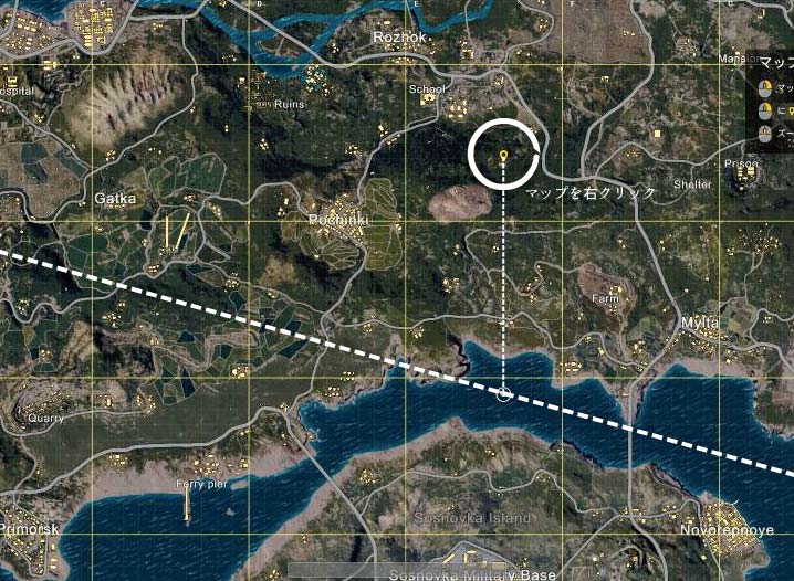 【PUBG】パラシュートで降りる位置を確認