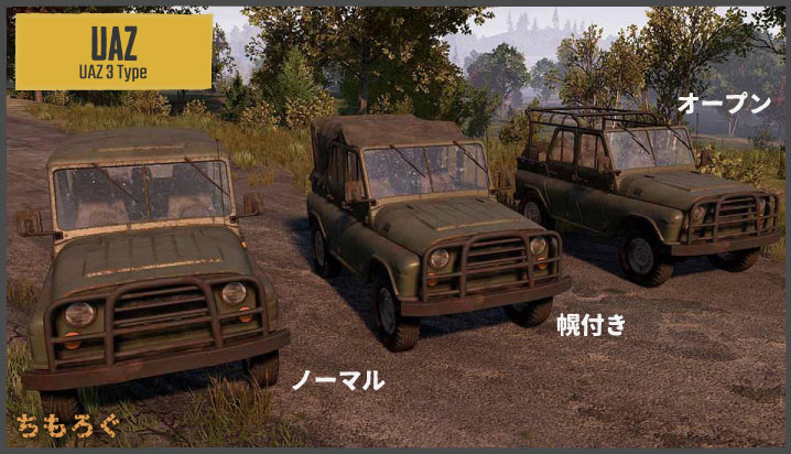 Pubg 車両 全11種の基本性能や速度まとめ ちもろぐ