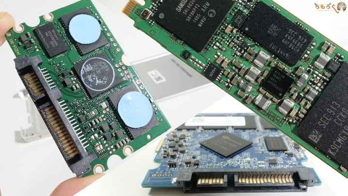 SSDの基板をまとめた写真
