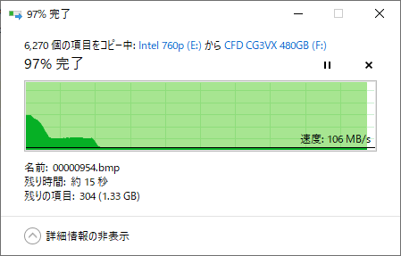CFD SSD CG3VXのベンチマーク(コピー速度)