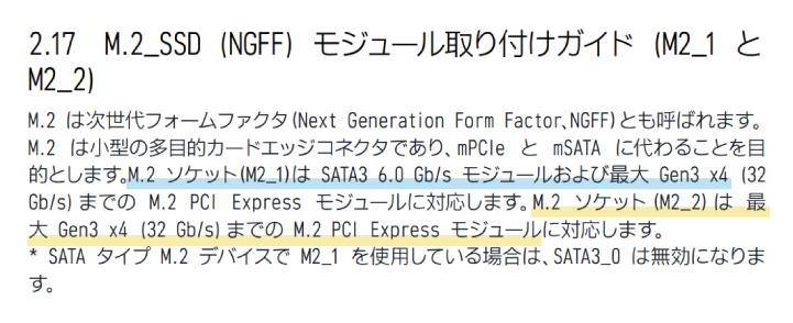 M.2ソケットの仕様をチェック
