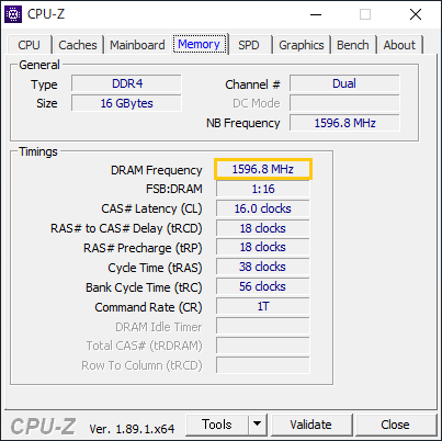 CPU-Zでメモリクロックを確認する