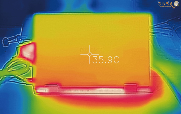 OneMix 3Sの表面温度（サーモグラフィー）