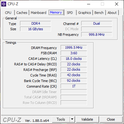 DDR4-4000の設定値（CPU-Z）