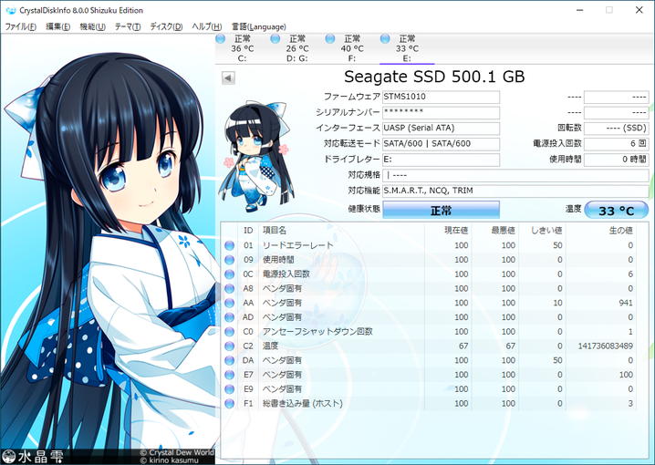 Seagate One Touch SSDをレビュー（Crystal Disk Info）