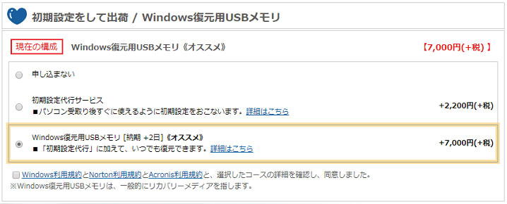 ドスパラの「Windows復元用USBメモリ」サービスについて