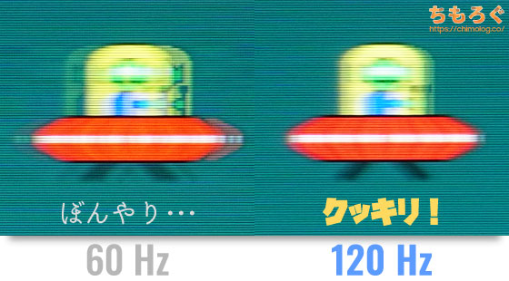 リフレッシュレート60Hzと120Hzの違いを写真でチェック