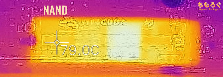 Seagate FireCuda 520の表面温度（サーモグラフィー）