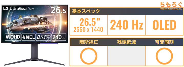 LG UltraGear 27GR95QE-Bのスペック表