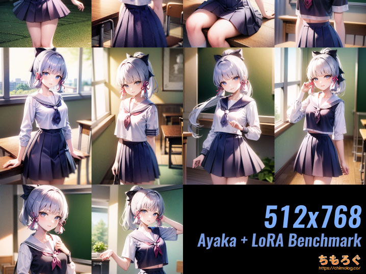 512x768：Ayaka LoRA Benchmark