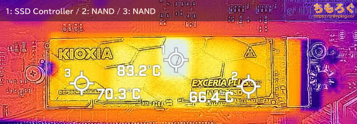 KIOXIA EXCERIA PLUS G3の表面温度（サーモグラフィー）