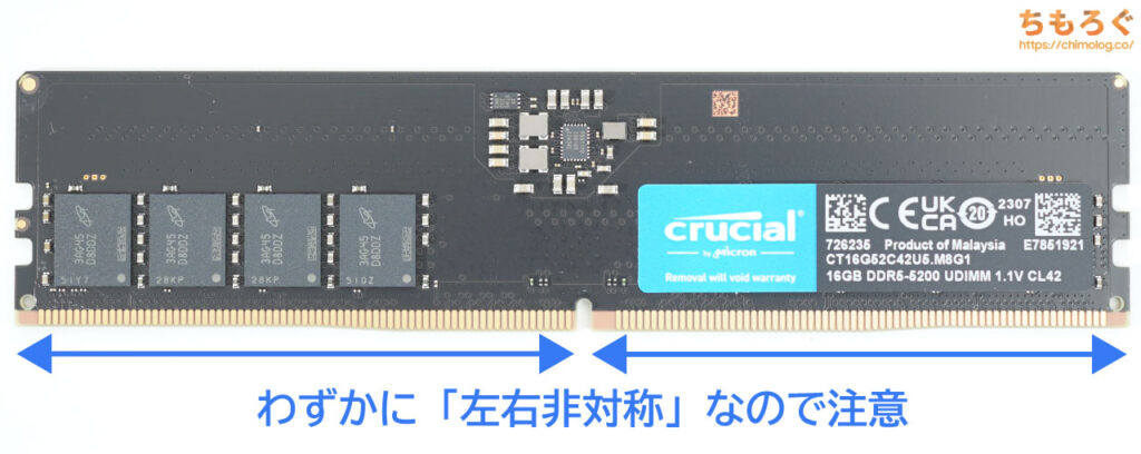 DDR5メモリは左右非対称