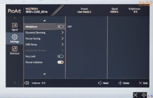 ASUS ProArt PA279CRVをレビュー（OSD設定画面）