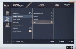 ASUS ProArt PA279CRVをレビュー（OSD設定画面）