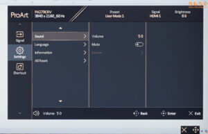 ASUS ProArt PA279CRVをレビュー（OSD設定画面）