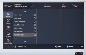 ASUS ProArt PA279CRVをレビュー（OSD設定画面）