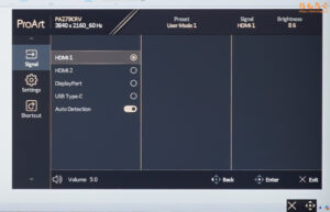 ASUS ProArt PA279CRVをレビュー（OSD設定画面）