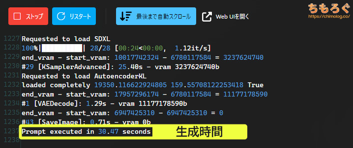AIイラストの生成時間をテスト