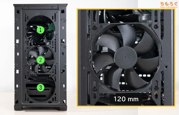 ツクモ G-GEAR（9800X3D）のケースファン