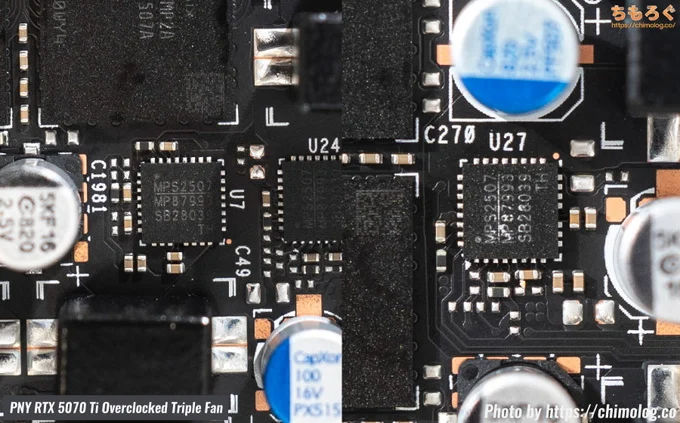 PNY RTX 5070 Ti Overclocked Triple Fan(PCB写真)