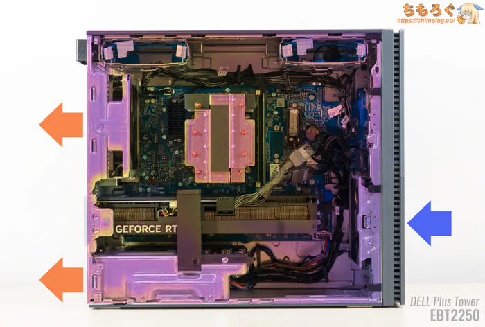 DELL Tower Plus EBT2250のエアフロー図